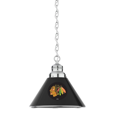 Holland Bar Stool Co Chicago Blackhawks Pendant Light, Black Shades, Chrome Fixture BL1CHChiHwk-B